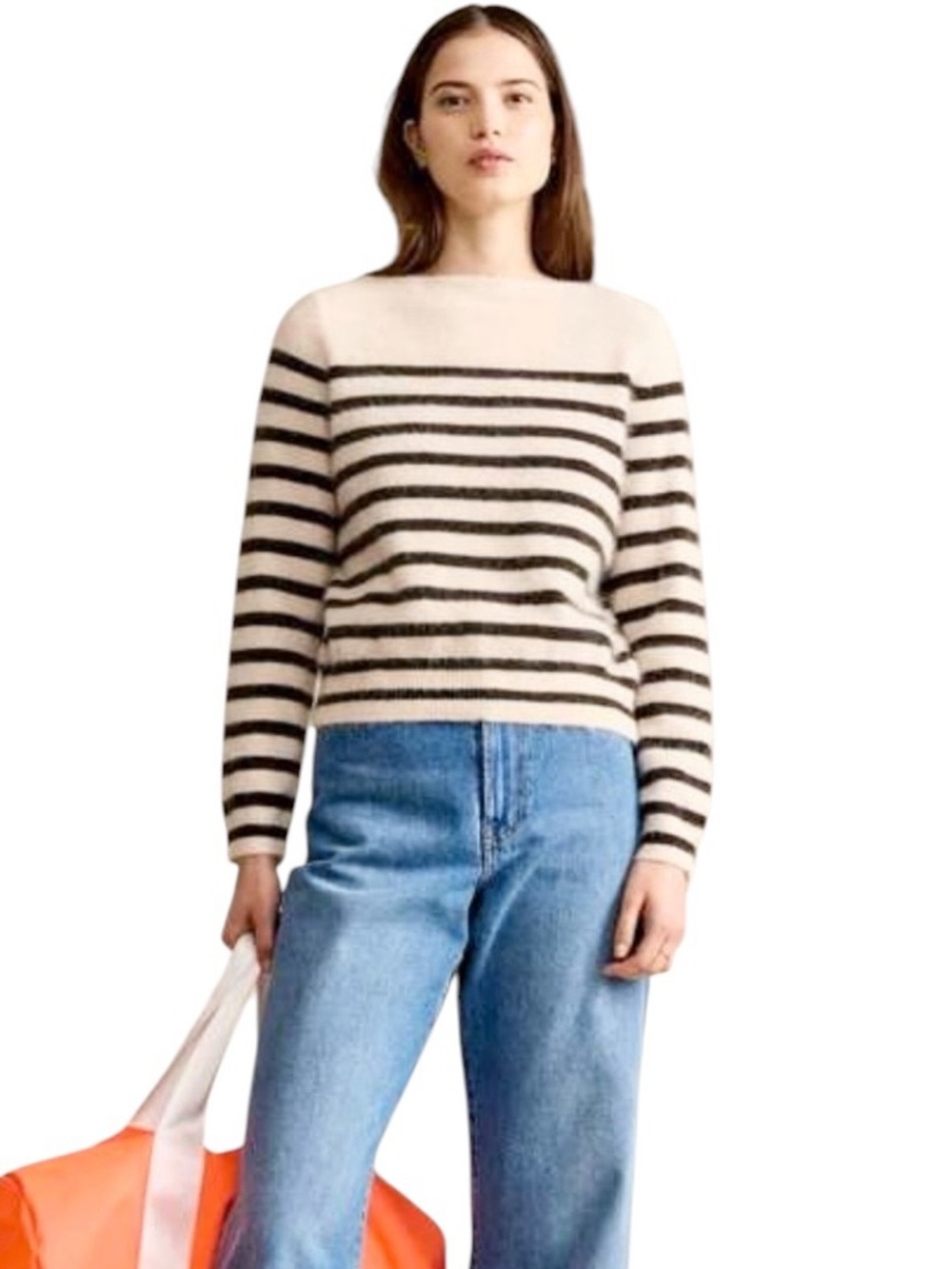 Bellerose Women's Dator Striped Angora Boatneck Sweater Preppy Size 2 = 4/6